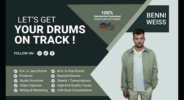 I will record professional acoustic drums for your music