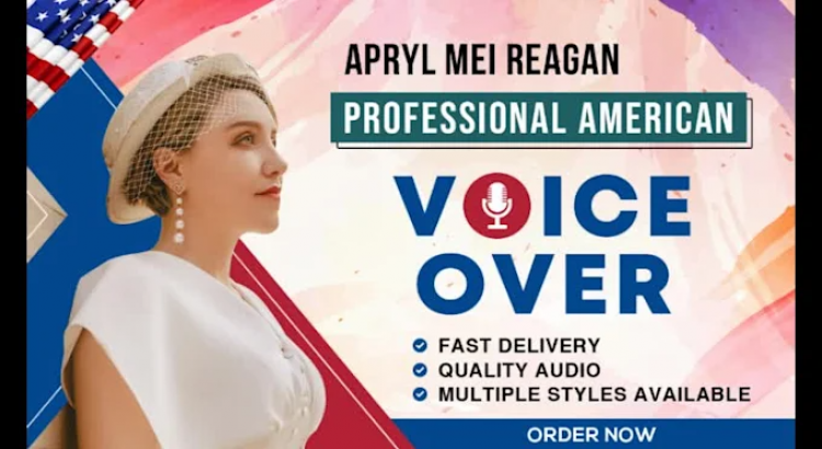 I will record your american female voiceover or dubbing