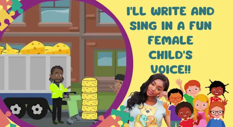 I will sing your song and nursery rhyme in a female child kid voice